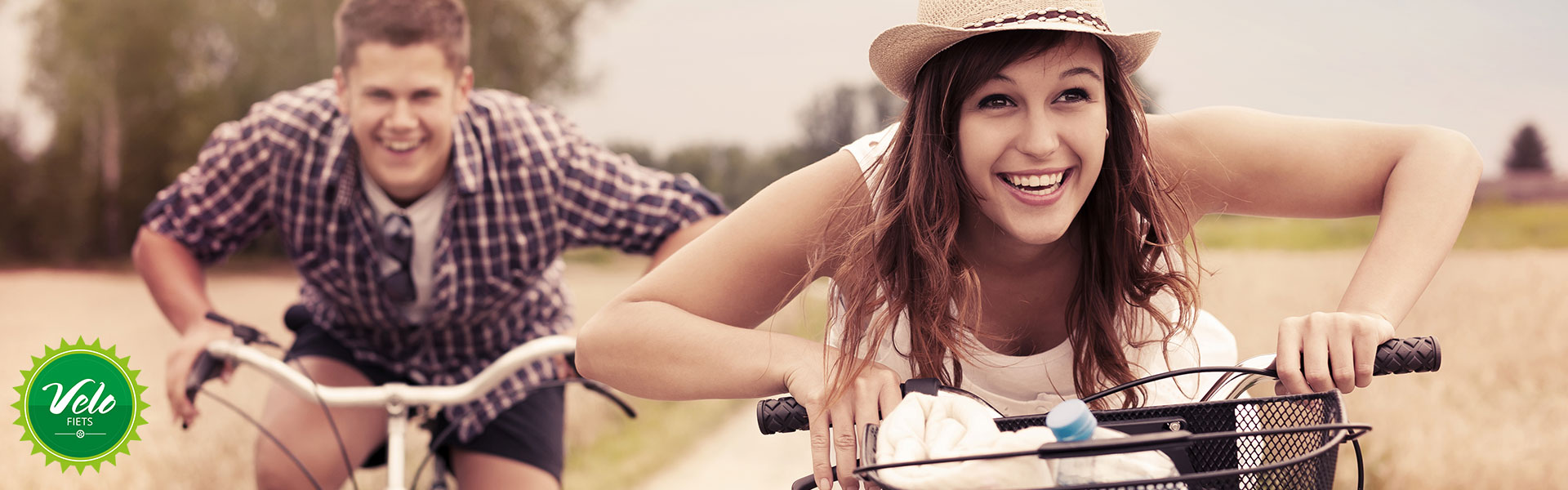 Retro damesfiets banner